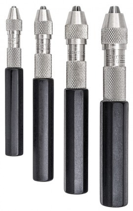 Starrett S166Z 4-Piece Pin Vise Set, 0.03 to 0.187"-