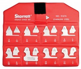 Starrett S167AZ Radius Gauge Set, 0.031 to 0.266", 16 gauges-