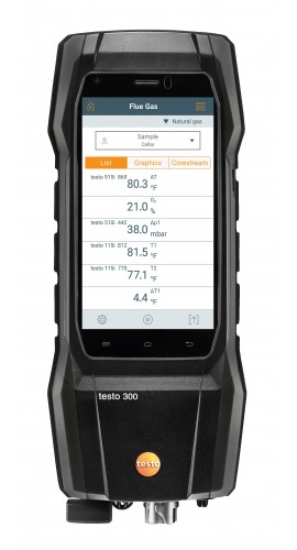 Testo 300 Smoke Edition Combustion Analyzer Kit with Bluetooth, 4000 ppm, printer-