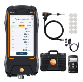Testo 330 Combustion Analyzer Kit with printer, O<sub>2</sub>, 0 to 20,000 ppm CO-
