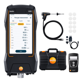 Testo 330 Combustion Analyzer Kit with printer, O<sub>2</sub>, 0 to 40,000 ppm CO/H<sub>2</sub>, NO-