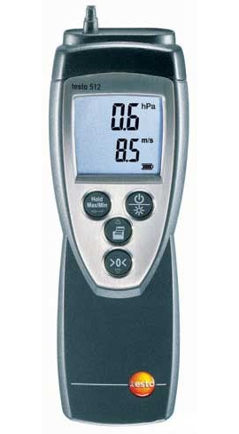 Testo 400563 5122 512-2 Digital Manometer/Anemometer Kit, with Hose and Pitot Tube for Velocity-