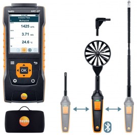 Testo 440 dP Air Velocity and IAQ Measuring Instrument with differential pressure sensor and digital vane probes, &amp;oslash; 3.9 and 0.63&amp;quot;-