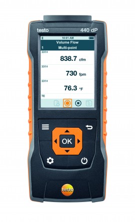 Testo 440 dP Air Velocity and IAQ Measuring Instrument with differential pressure sensor-