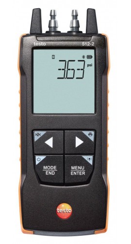 Testo 512-2 Digital Differential Pressure Gauge, 0 to 800 inH&lt;sub&gt;2&lt;/sub&gt;O-