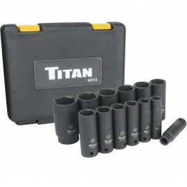 Titan 42313 Impact Socket Set, 1/2&amp;quot; drive, SAE, 13-piece, deep-