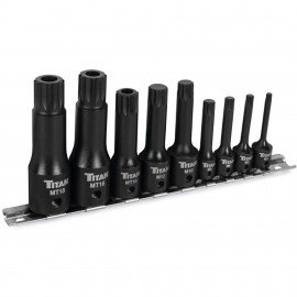 Titan 49009 XZN Triple Square Impact Bit Socket Set, 9-piece, extra-long-