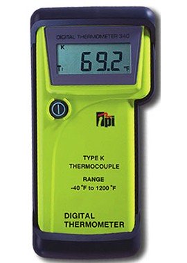 TPI 340C1 Single-Input K-Type Thermocouple Thermometer with GK12M Probe, -40 to 1,200&amp;deg;F-