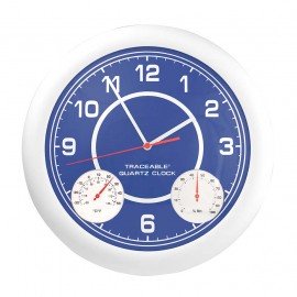 Traceable 1071 Analog Wall Clock with Temperature and Humidity-