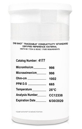Traceable 4177 One-Shot Conductivity Standards, 6-Pack, 1,000 &amp;mu;S-