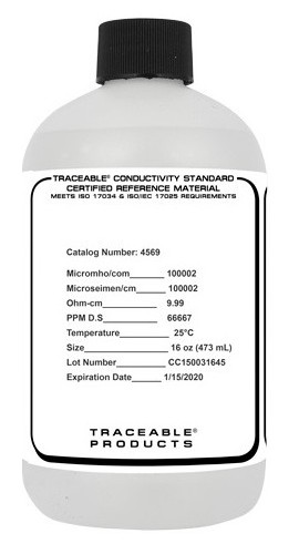 Traceable 4569 A2LA Conductivity Standard, 16 oz, 100,000 &amp;mu;S-