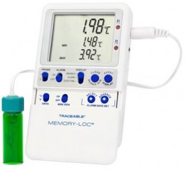 Traceable 6447 Memory-Loc Datalogging Thermometer with 1 Vaccine Bottle Probe, -58 to 158&amp;deg;F-