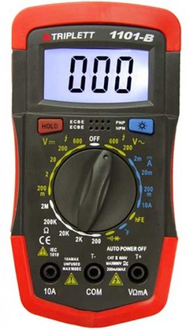 Triplett 1101-B Compact Digital Multimeter, -4 to 1,832&amp;deg;F, 600 V-