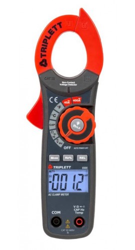 Triplett 9305-NIST Compact Digital AC Current Clamp-On Meter, 400 A, 600 V,-
