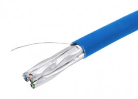 Triplett CAT7-1000BL SF/FTP Solid Bare Copper Cable, CAT7, outdoor gel filled, 23 AWG, blue, 1000'-