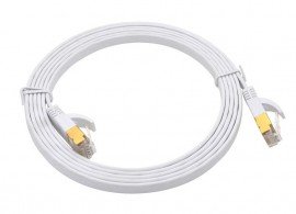 Triplett CAT7FL-75WH SSTP Shielded Flat Patch Cable, CAT7, 28 AWG, 75', white, stranded-