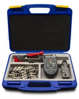 GEM CS-TK00 Universal Compression Tool Kit with wire cutter, connectors, and cable tester-