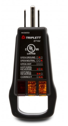 TRIPLETT ET102 Residential and Electrical Receptacle Tester with pull handle-