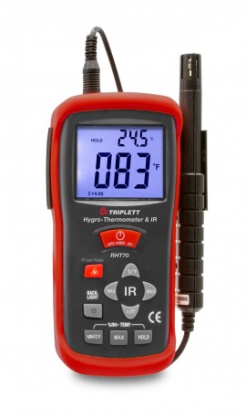 Triplett RHT70 Hygro-Thermometer plus Infrared, -4 to 140&amp;deg;F, 10 to 95% RH-