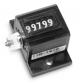 Trumeter 14 Series Stroke Totalizing Counter with AX7 lever arm, square case and base mount, right-hand, top-going-