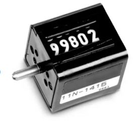 Trumeter 14 Series Stroke Totalizing Counter with square case, left-hand, top-going-