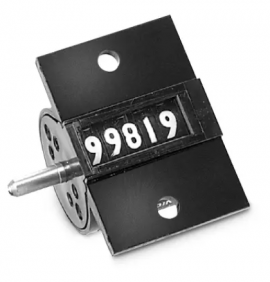 Trumeter 14 Series Stroke Totalizing Counter with AX7 lever arm, square case and panel mount, left-hand, top-going-