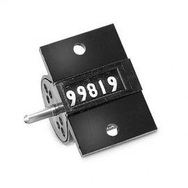 Trumeter 14 Series Stroke Totalizing Counter with AX7 lever arm, round case and panel mounting, left-hand, top-going-
