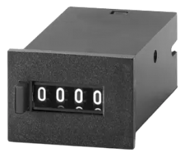 Trumeter MK Series 4-Digit Totalizing Counter, 220 V AC, 18 CPS, manual button, spring clip mount,-
