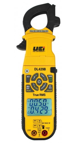 UEi DL429B True RMS Digital Clamp-On Meter, -328 to 2,462&amp;deg;F, 600 A AC-