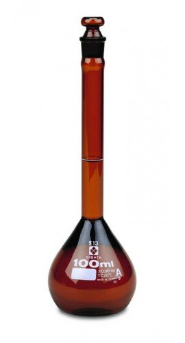 VEE GEE 2307A-100 SIBATA Class A Low-Actinic Amber Volumetric Flask, 100 mL-