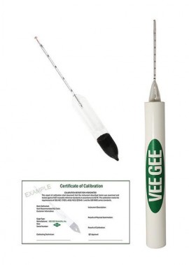 VEE GEE 6613-N-C IRS Alcohol Hydrometer with NIST certification, 125 to 145%-