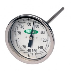 VEE GEE 82070-6 Dial Thermometer, 0 to 100&amp;deg;C, 6&amp;quot; stem-