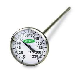 VEE GEE 82100 Scientific Thermometer with dial, 0 to 100&amp;deg;C, 8&amp;quot; stem-