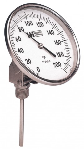Weiss 5VBM12-250 Bi-Metal Thermometer with a 12" Stem, 0 to 250&amp;deg;F (-20 to 120&amp;deg;C)-