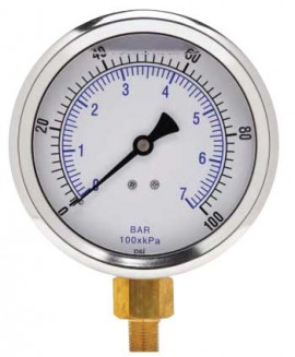 Weksler Glass 401L4PC Glycerin Filled Gauge, 4&quot;, 0/60 psi-