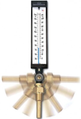 Weksler Glass AS5H9DJ Standard Adjustable Angle Thermometer, 9&amp;quot; scale, 3 1/2&amp;quot; stem length, 30 to 300&amp;deg;F dual scale-