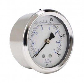 Weksler Glass 251C4PG Glycerin Filled Gauge with back connection, 2.5&amp;quot; (63.5 mm) dial, 0 to 300 psi-