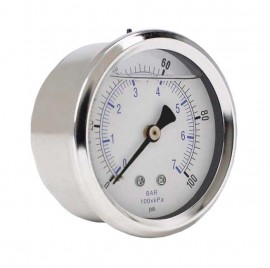 Weksler Glass 251C4PI Glycerin Filled Gauge with back connection, 2.5&amp;quot; (63.5 mm) dial, 0 to 600 psi-