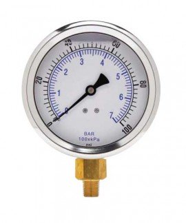 Weksler Glass 401L4PL Glycerin Filled Gauge with bottom connection, 0 to 1500 psi, 4&amp;quot; dial-