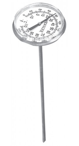 Weksler 2R08K Compact Bimetal Dial Thermometer, 50 to 400&amp;deg;F, 8&quot; Plain Stem-