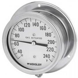 Weksler 413BCXLX10FL Gas Actuated Thermometer, 4 1/2" Dial, 20 to 240&amp;deg;F-