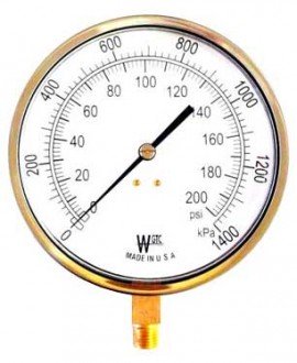 Weksler EA14B Contractor Gauge, 0 to 60 PSI/420 kPa-