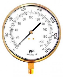 Weksler EA14A Contractor Gauge, 0 to 30 PSI/210 kPa-