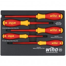 Wiha 32081 Insulated Screwdriver Tray Set, 1000 v, 5-Piece-