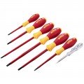 Wiha 32087 SoftFinish Insulated Screwdriver and Voltage Detector Set, 1000 v, 6-Piece-