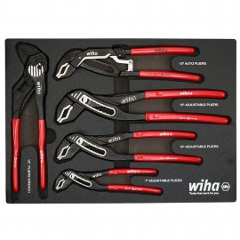 Wiha 34691 V-Jaw Tongue and Groove Pliers Tray Set, 5-piece-