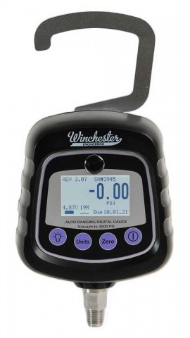 Winchester MODEL 1KT Digital Pressure Gauge Kit, -30 Hg to 3000 psi, &amp;frac14;&amp;quot; NPT male, rubber housing-