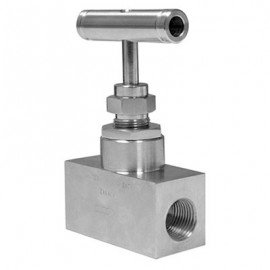 Winters NVA6000 Straight Body Carbon-Steel Needle Valve, 0.25" male to 0.25" female NPT, 10,000 psi-