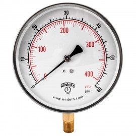 Winters PCT322 Contractor Gauge, 4.5&amp;quot; Dial, 0-60 PSI/KPA, 1/4&amp;quot; Bottom-