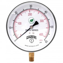 Winters PCT322LF Lead Free Contractor Gauge, 4.5&quot; Dial, 0/60 PSI/KPA, 1/4&quot; NPT LM-